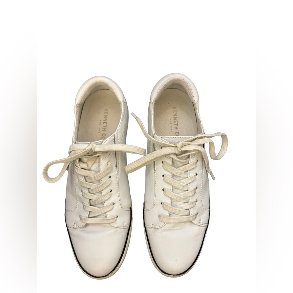 Kenneth Cole New York Women’s White Leather Kam Stripe Lace Up‎ Sneakers Size 7 - Picture 3 of 7
